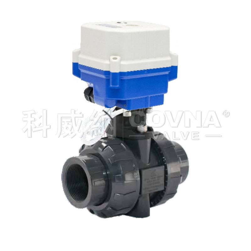 塑料UPVC雙由令螺紋微型電動(dòng)球閥A150-T50-P2-B